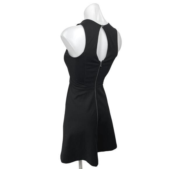 Club Monaco Black Faux Leather Sleeveless Racerback Zip Mini Fit & Flare Dress 0 - Picture 2 of 5